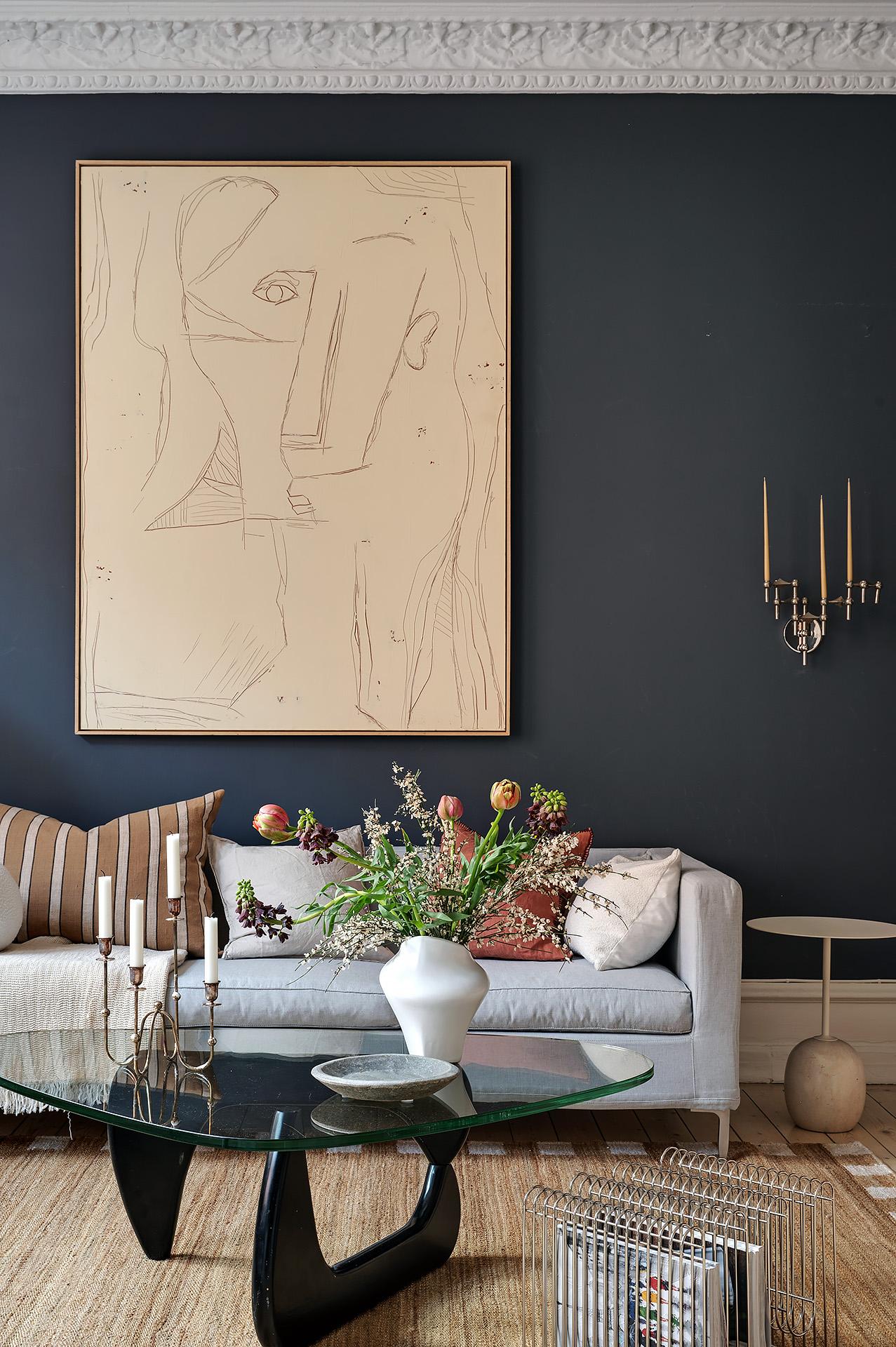 salon avec moulures murs bleus décoration scandinave salon avec moulures murs bleus décoration scandinave