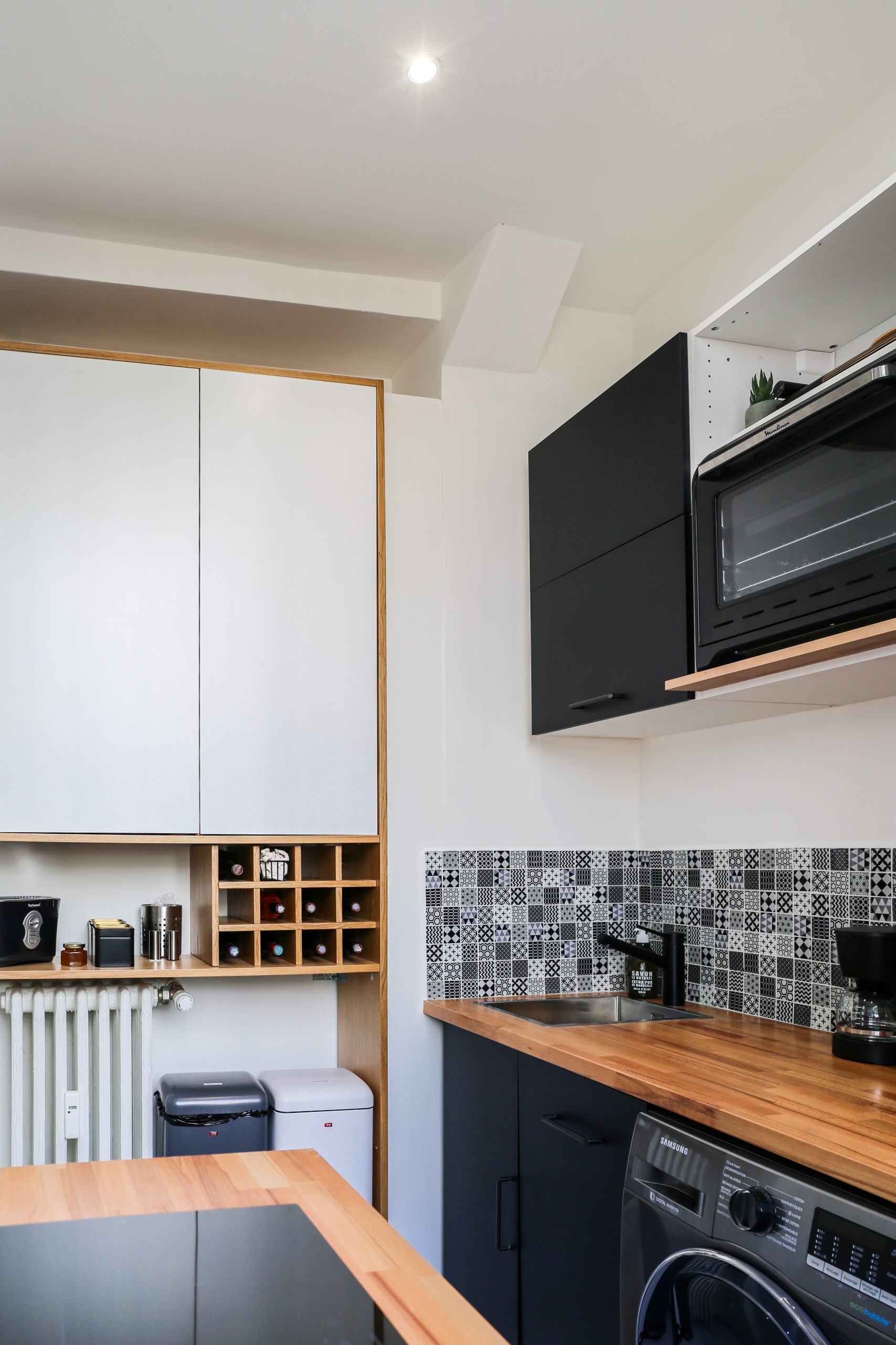 cuisine studio Paris 24m2 dans ancienne loge