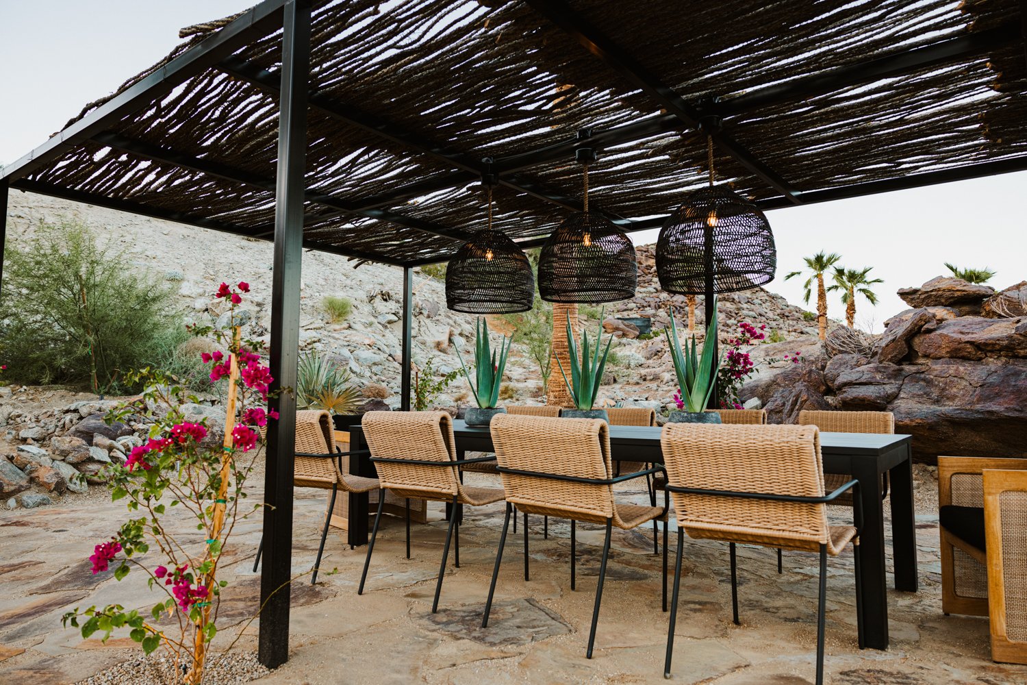 terrasse avec pergola acier et cannisses terrasse avec pergola acier et cannisses