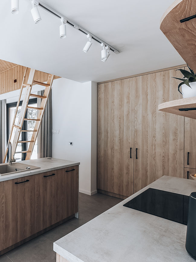 cuisine ouverte design bois avec îlot