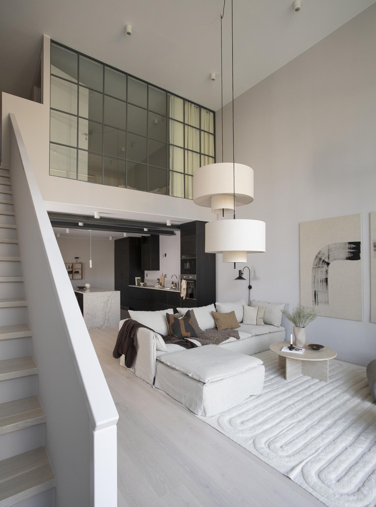 salon avec baie vitrée décoration design