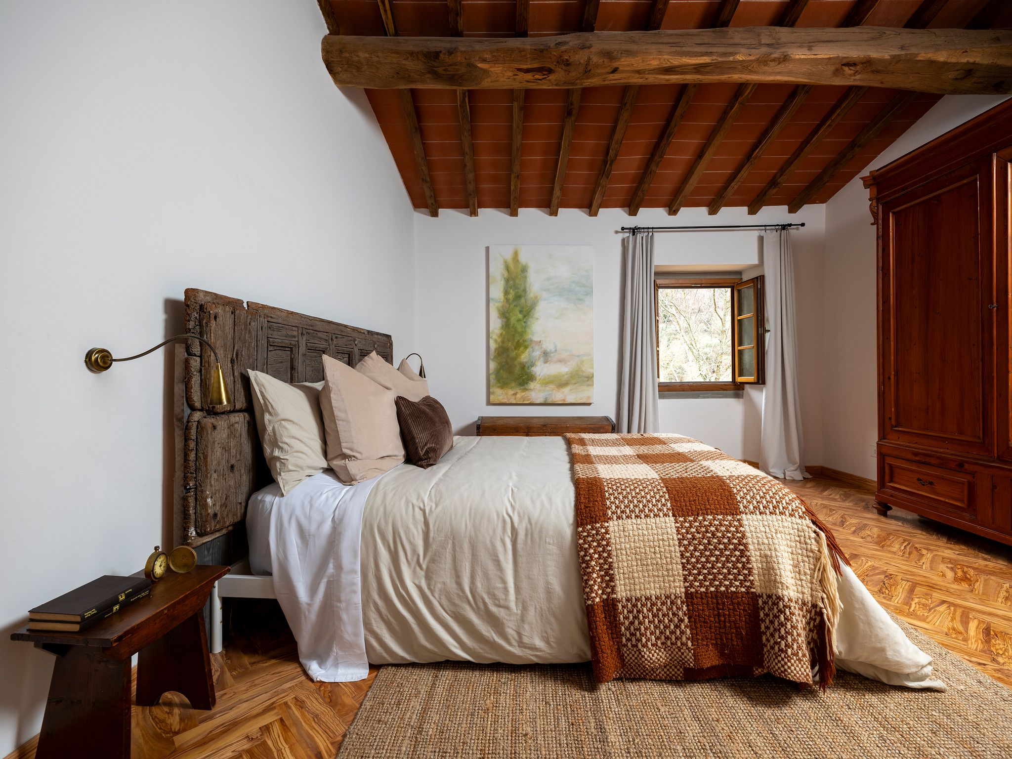 chambre avec poutres décoration rustique chic Campo Sasso