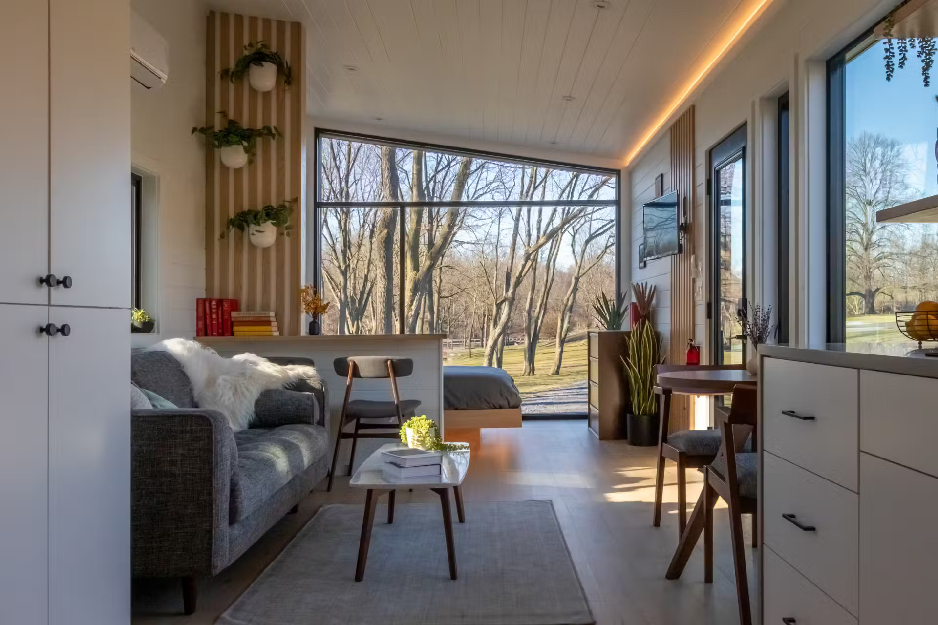 salon et cuisine petite maison de 37m2 The Luna Zook Cabins