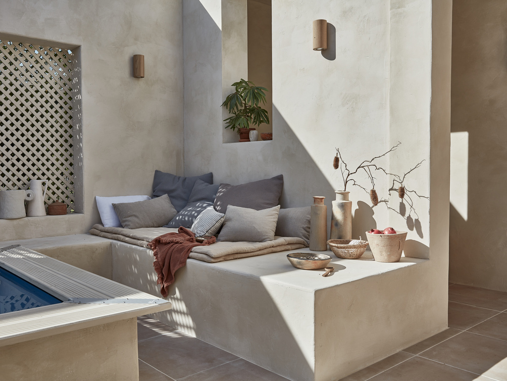 terrasse avec banc maçonné
