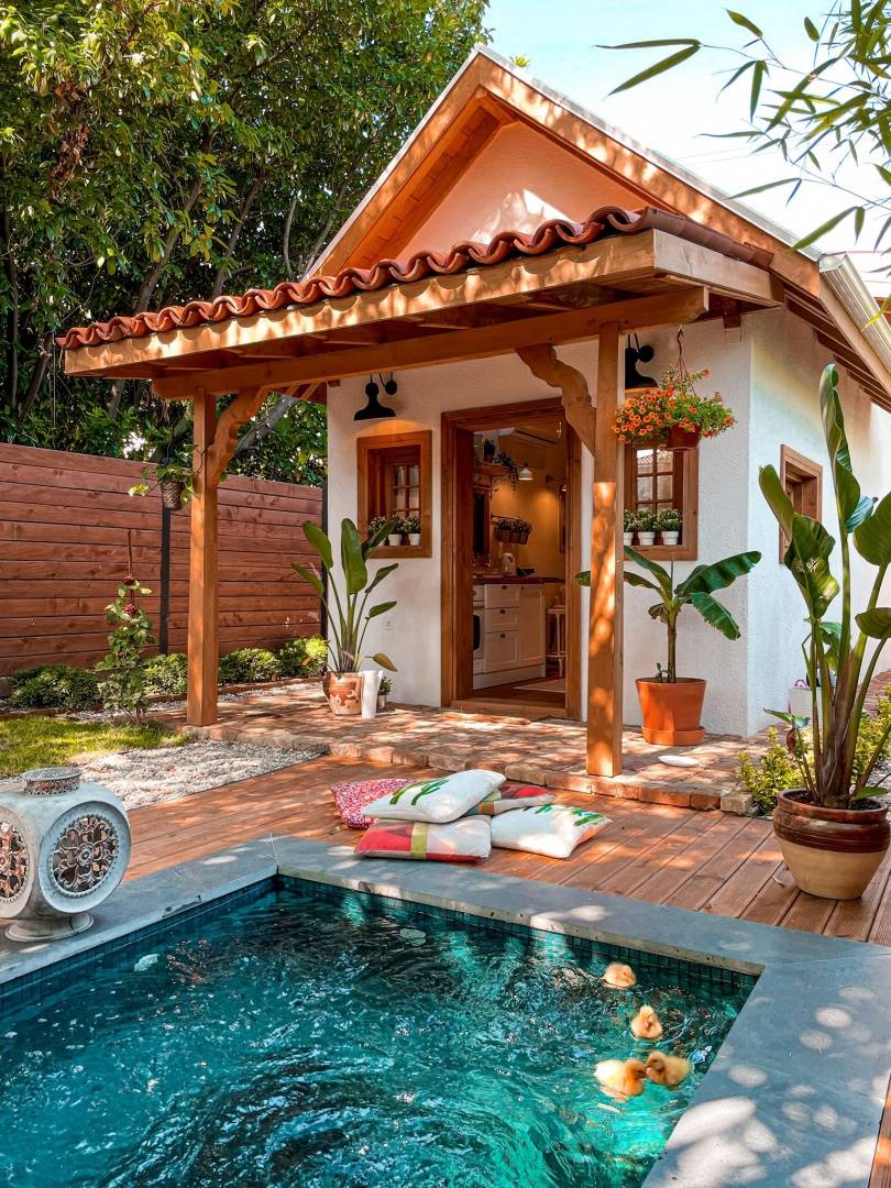 petit jardin avec petite piscine
