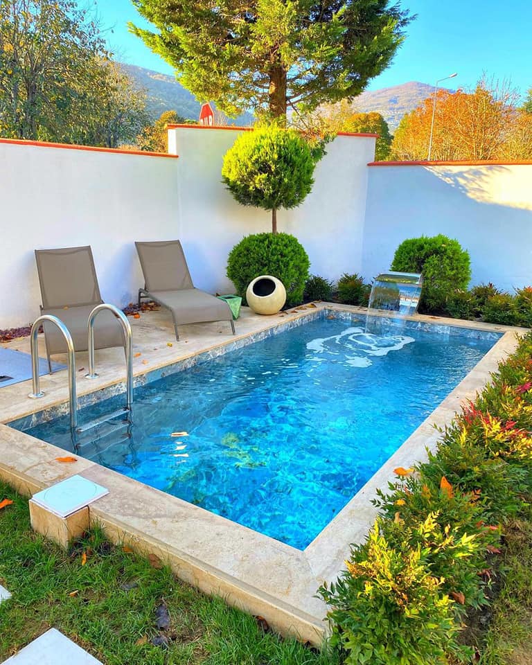 petit jardin avec petite piscine