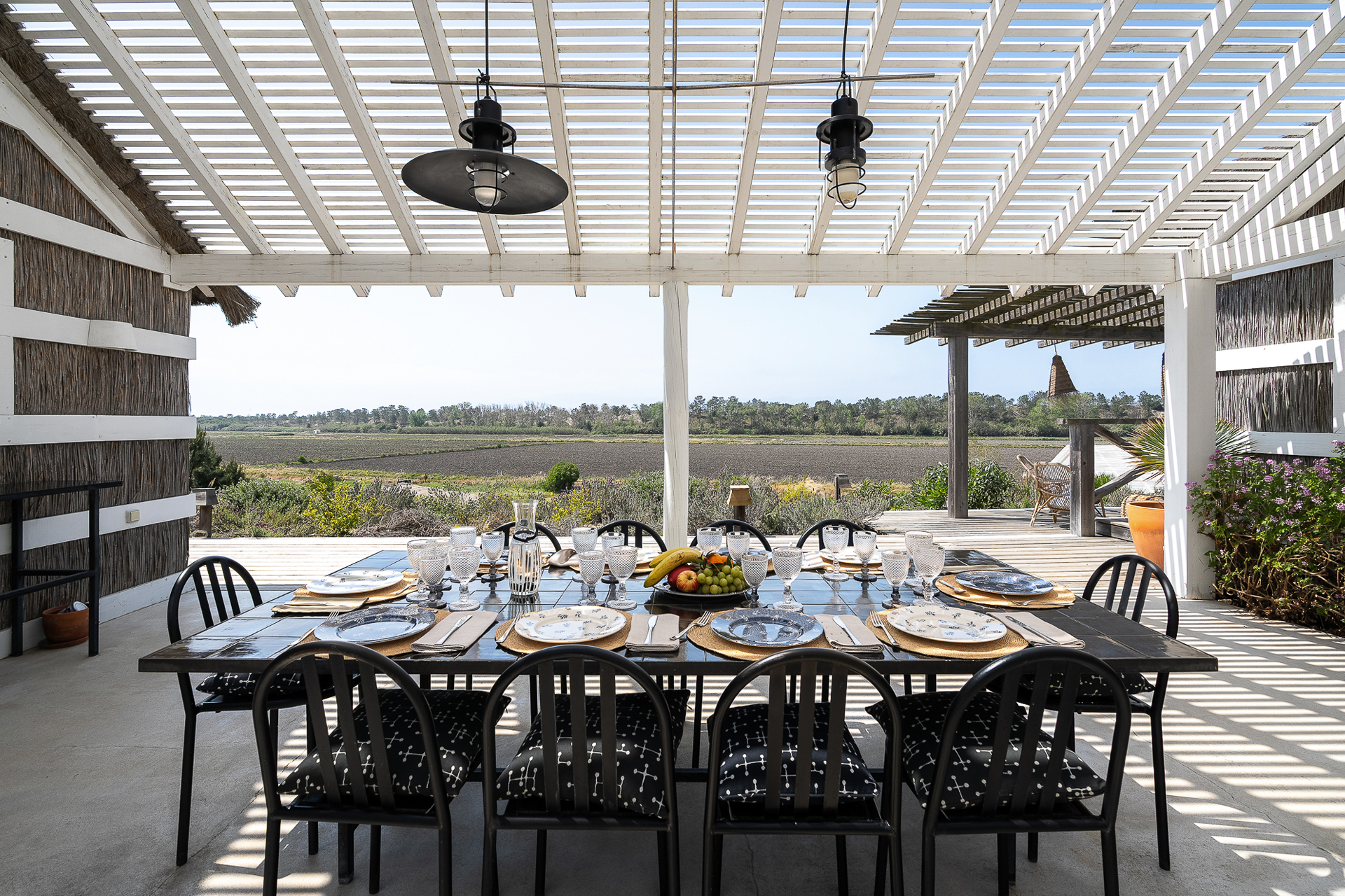 terrasse avec pergola maison Comporta