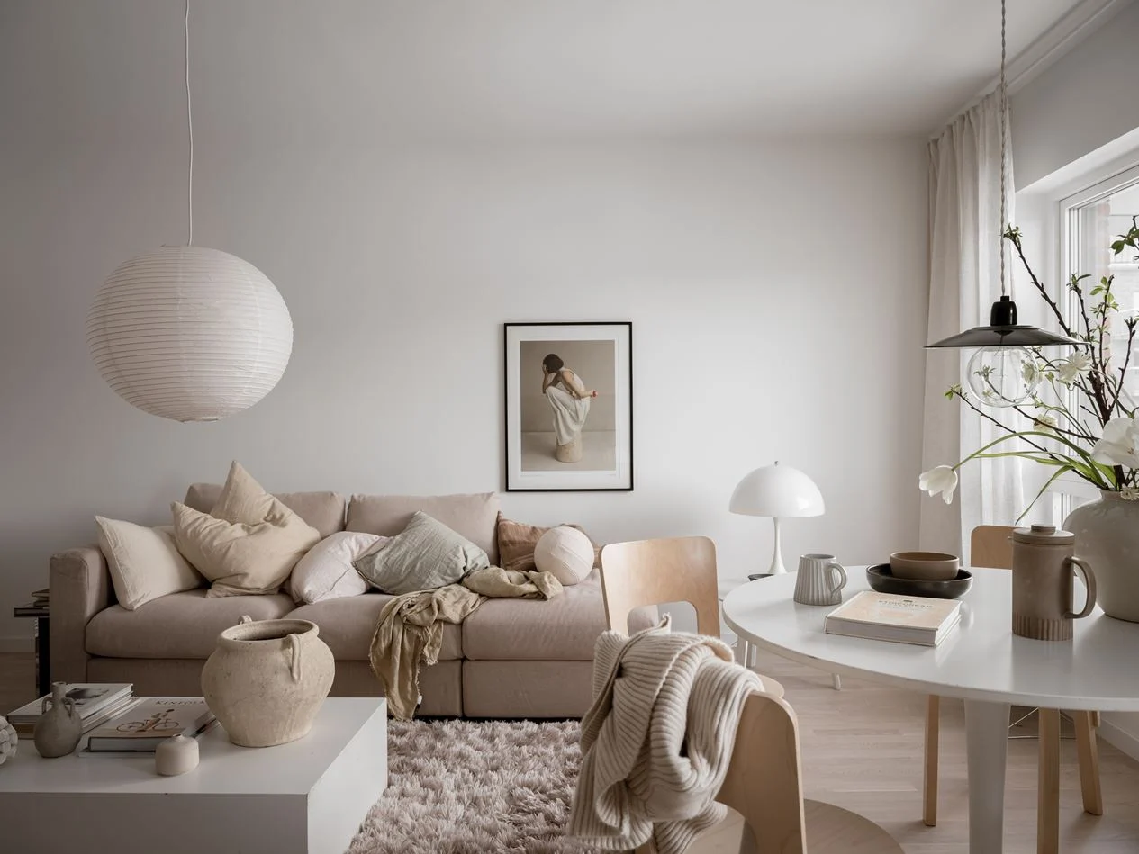 salon décoration beige scandinave