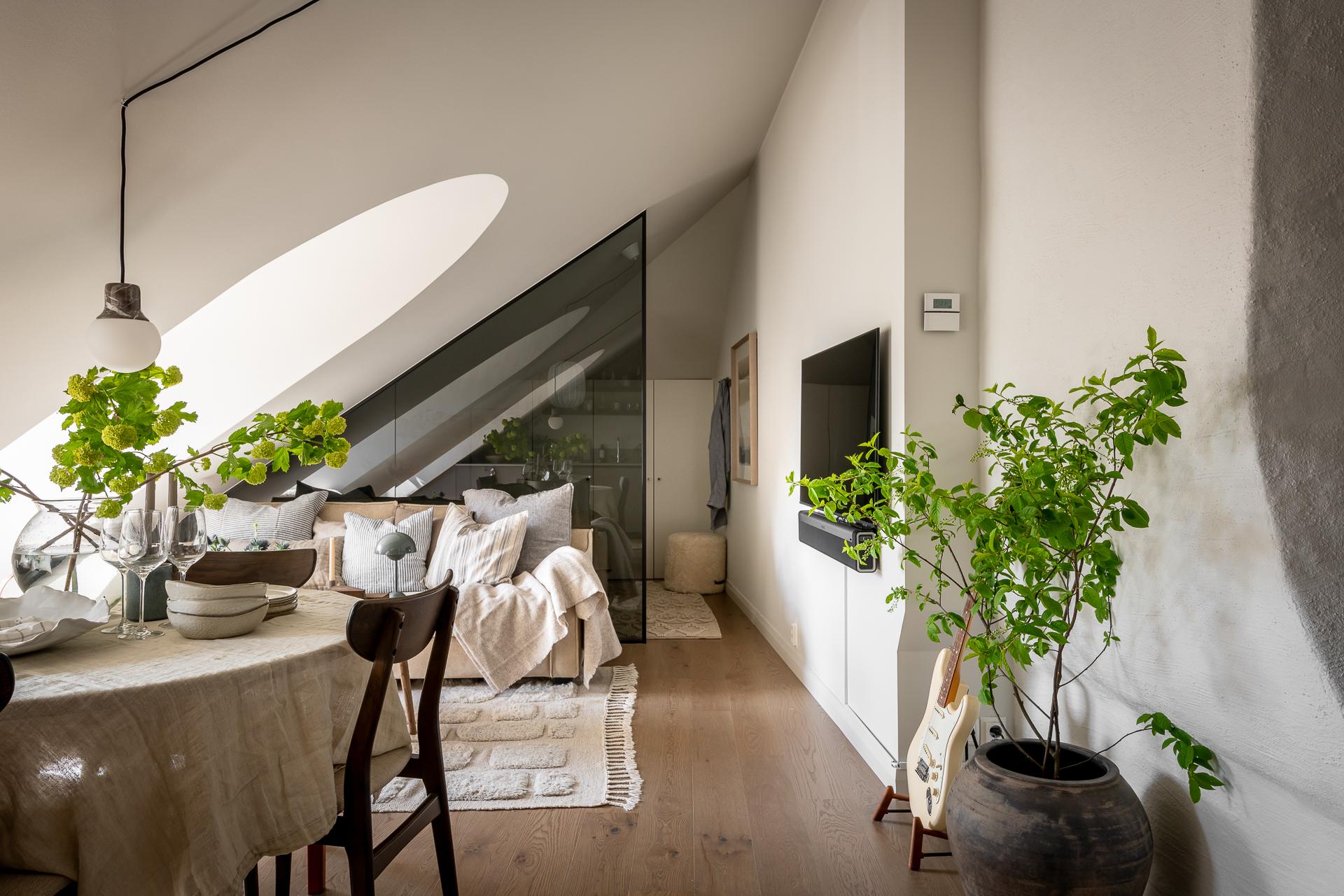salon mansardé appartement 34m2
