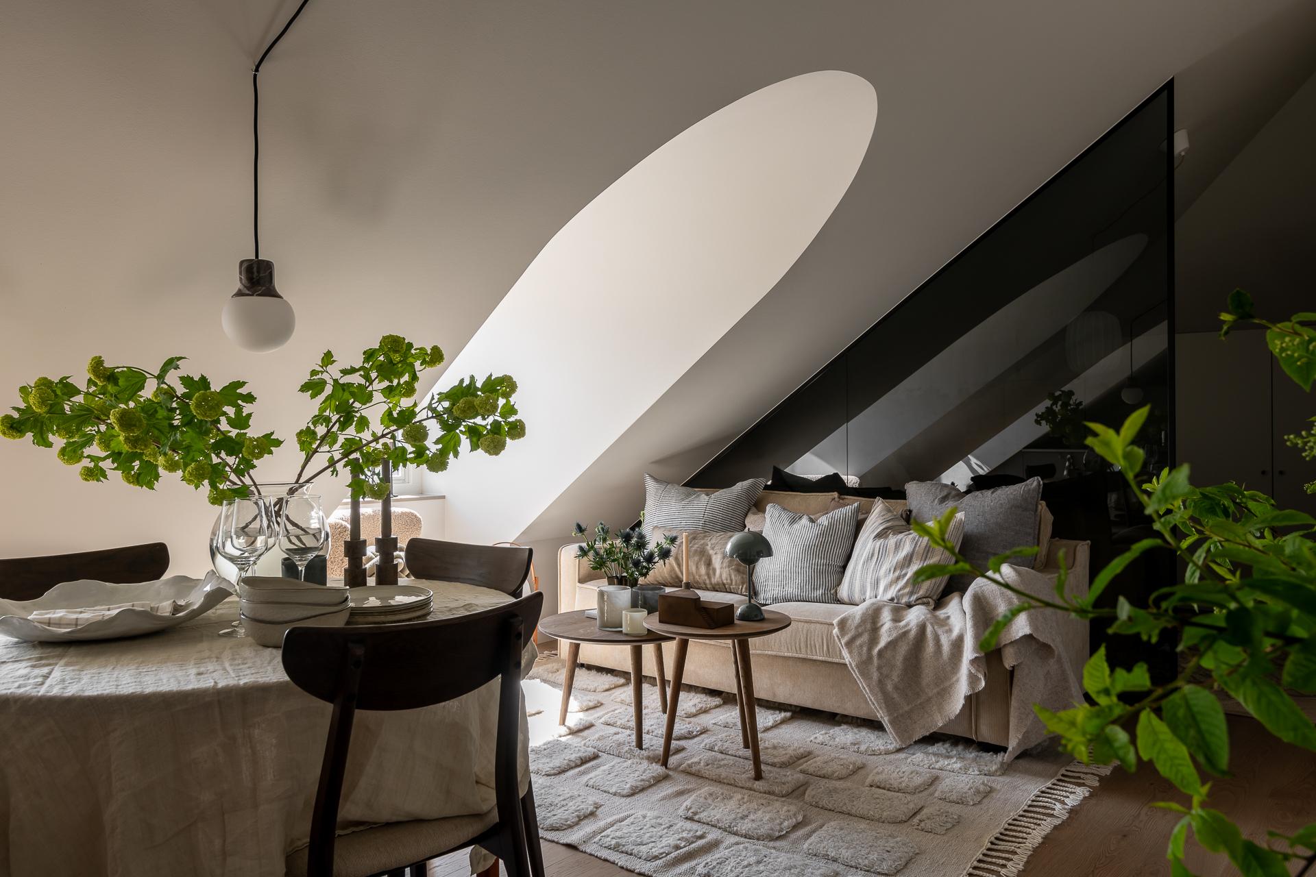 salon mansardé appartement 34m2