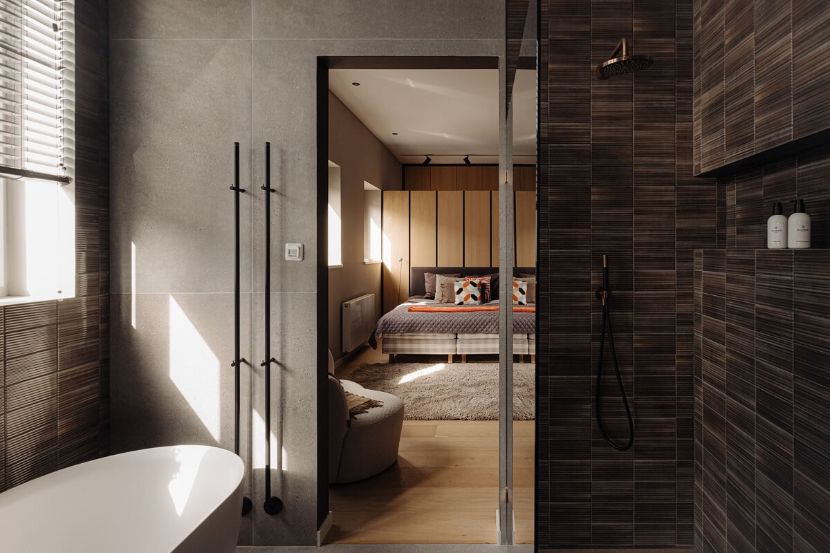 chambre avec salle de bain appartement contemporain