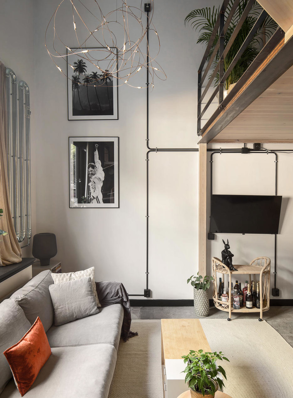 salon avec mezzanine mini loft 58m2
