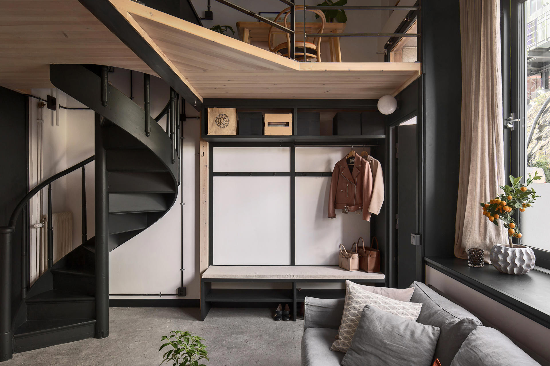 salon avec mezzanine mini loft 58m2