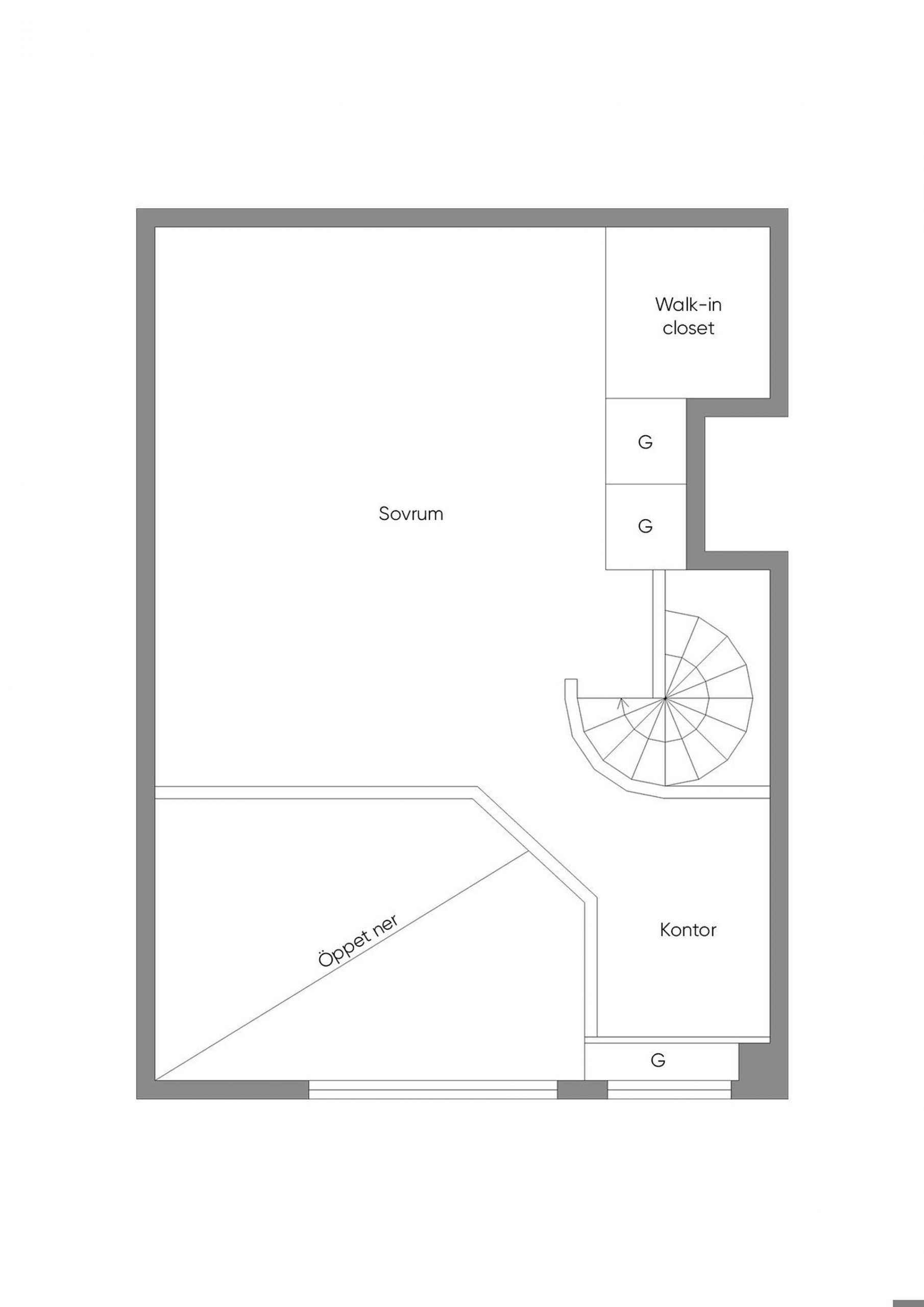 plan mini loft 58m2