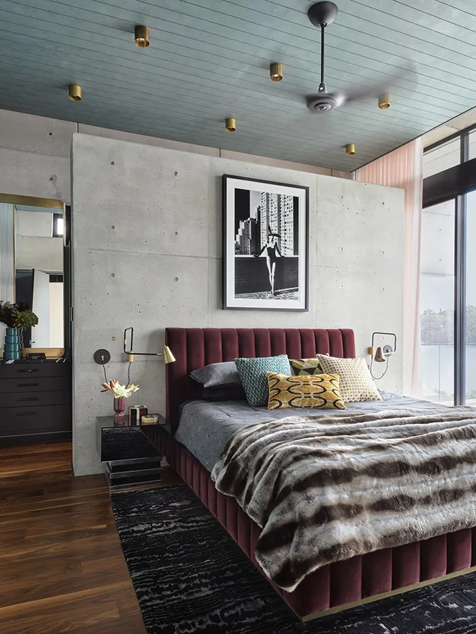 chambre avec mur béton brut décoration contemporaine