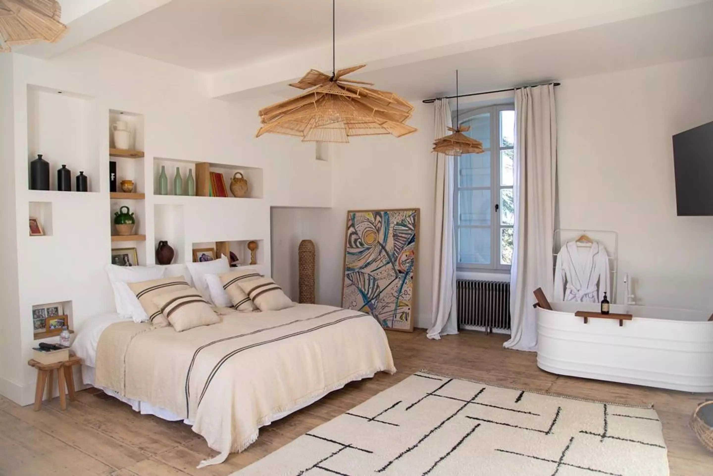 chambre décoration contemporaine maison en pierres rénovée