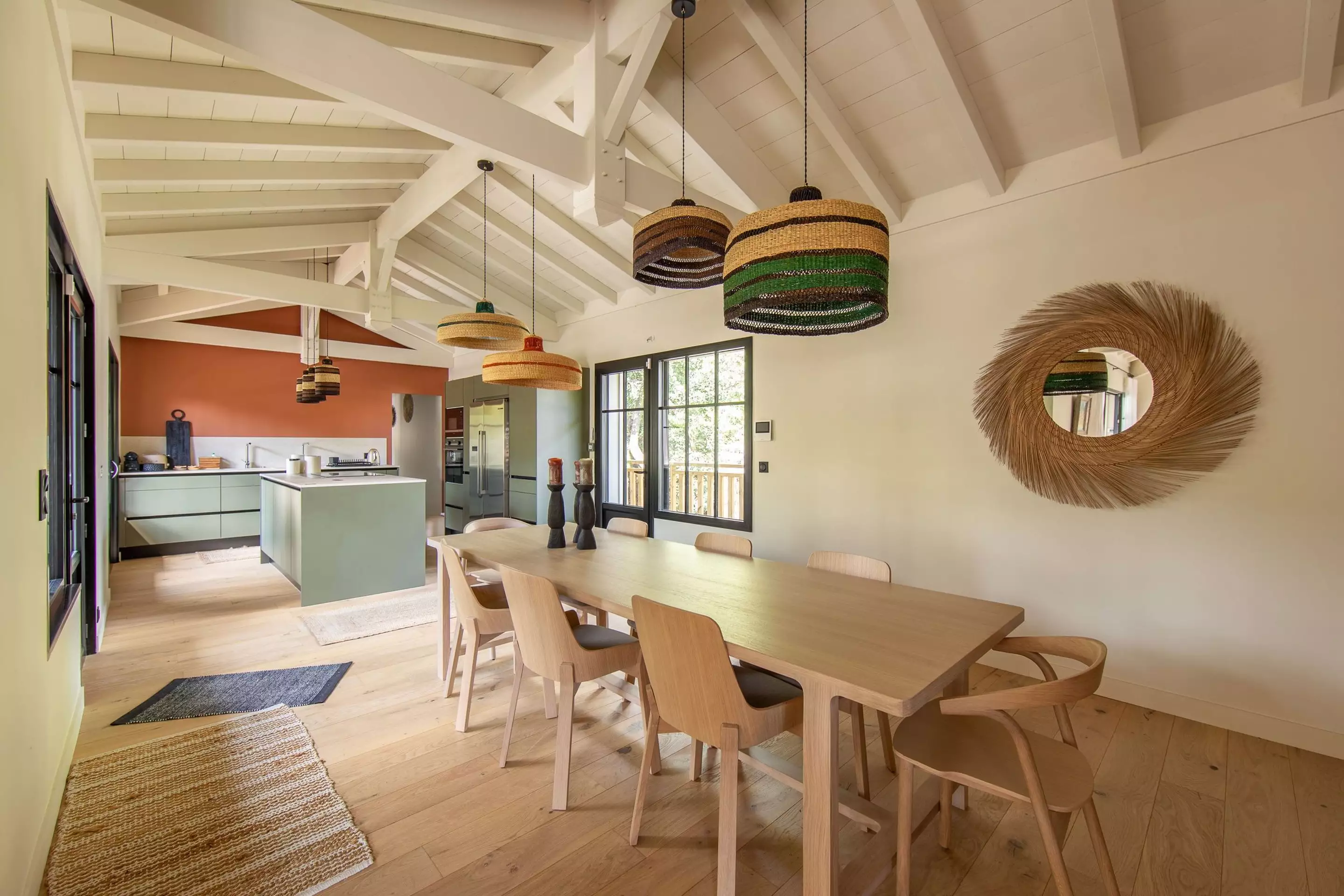 cuisine et salle à manger maison en bois Cap Ferret