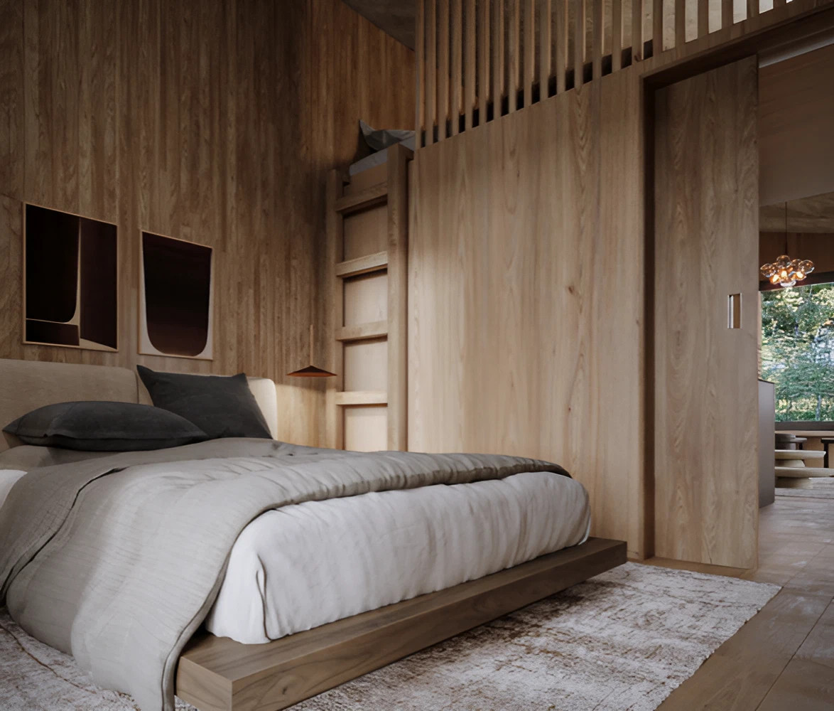 chambre petite maison de 30m2 en bois Yruma