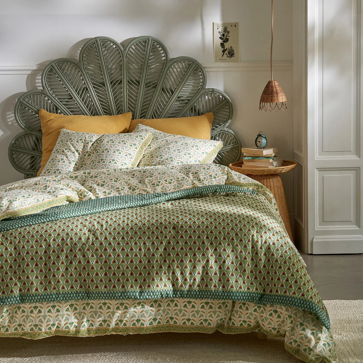 chambre rotin vert