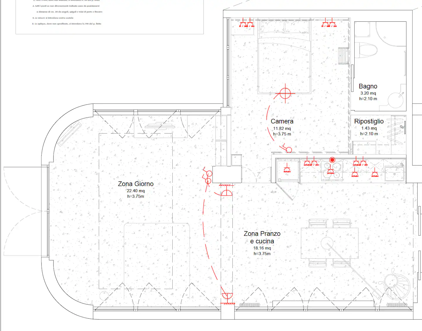 plan loft vintage de 70m2 à Milan plan loft vintage de 70m2 à Milan
