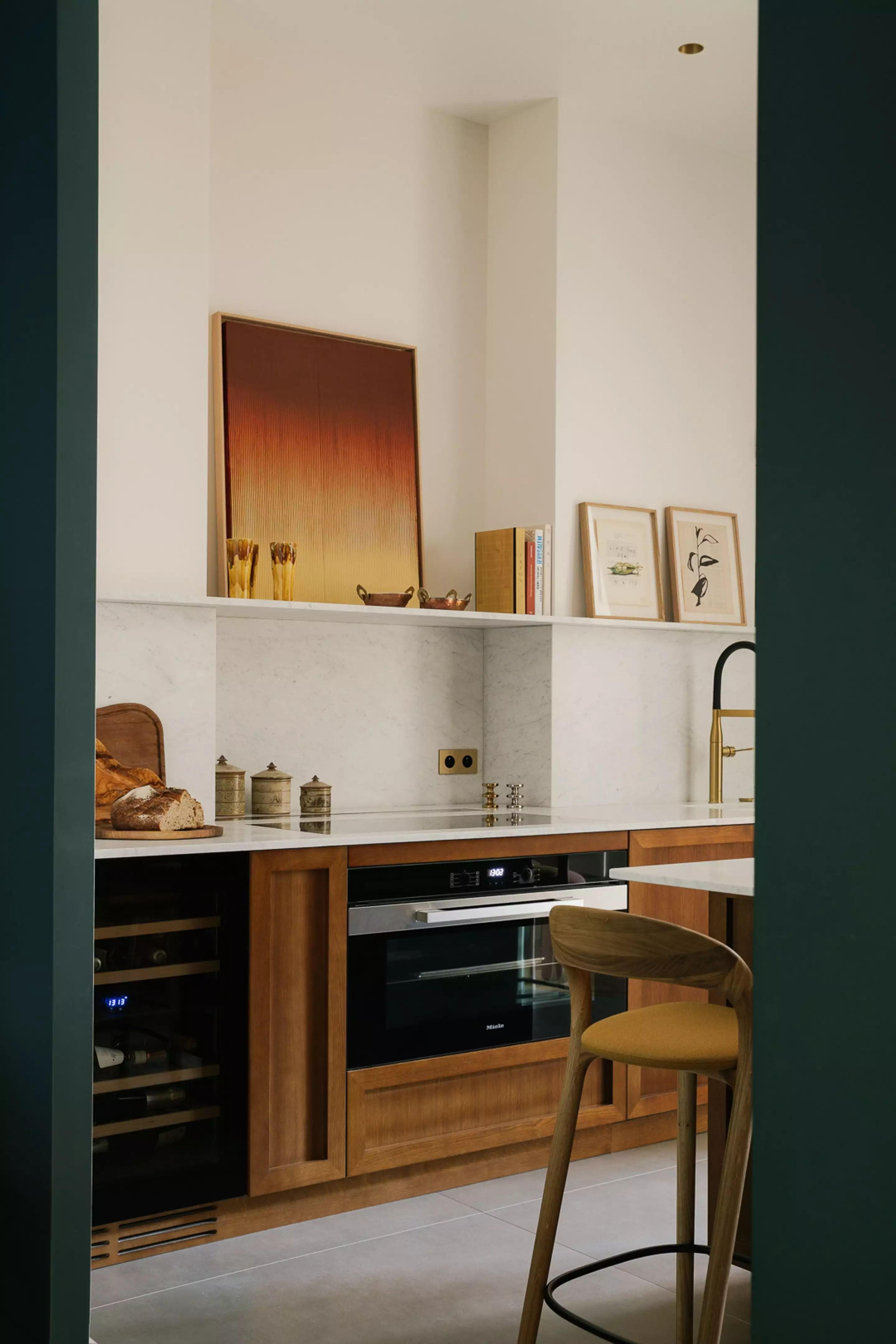 cuisine bois robinetterie laiton