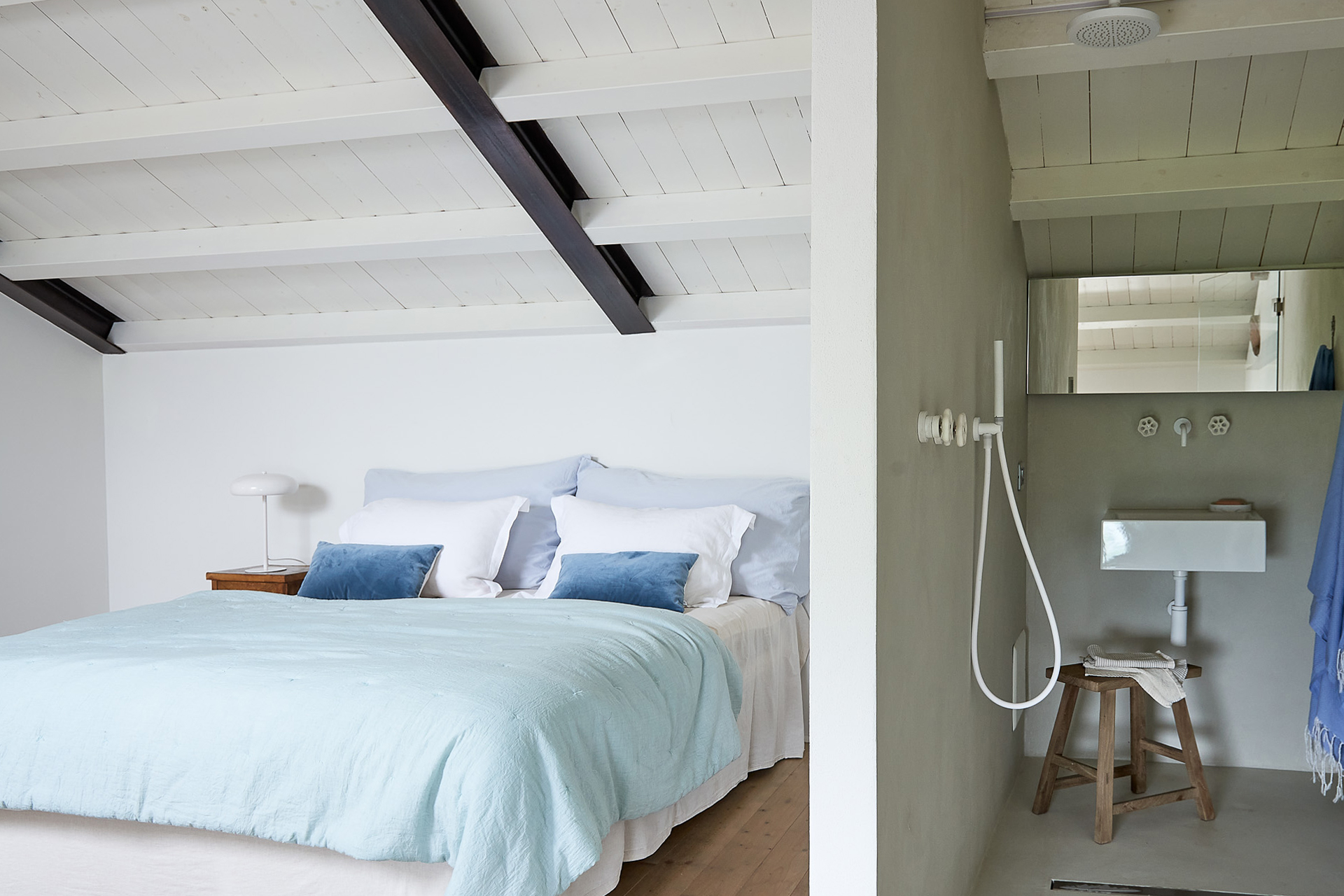 chambre avec salle de bain décoration rustique chic