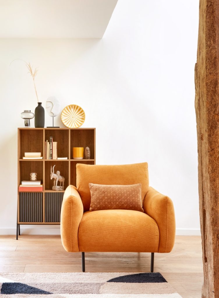 salon avec fauteuil jaune nouveautés catalogue BUT automne/hiver 2024/2025