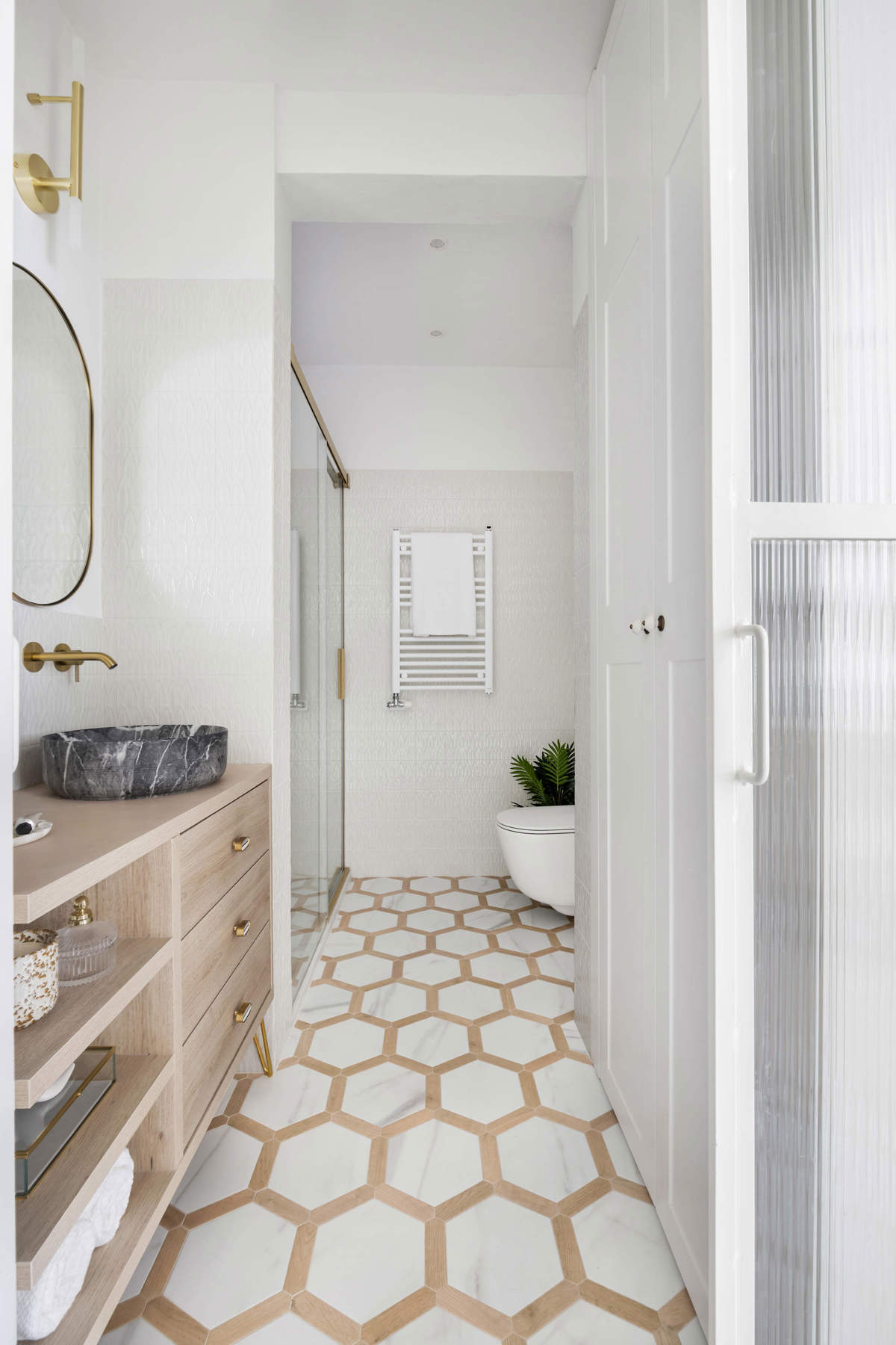 salle de bain appartement 67m2 avec verrière blanche