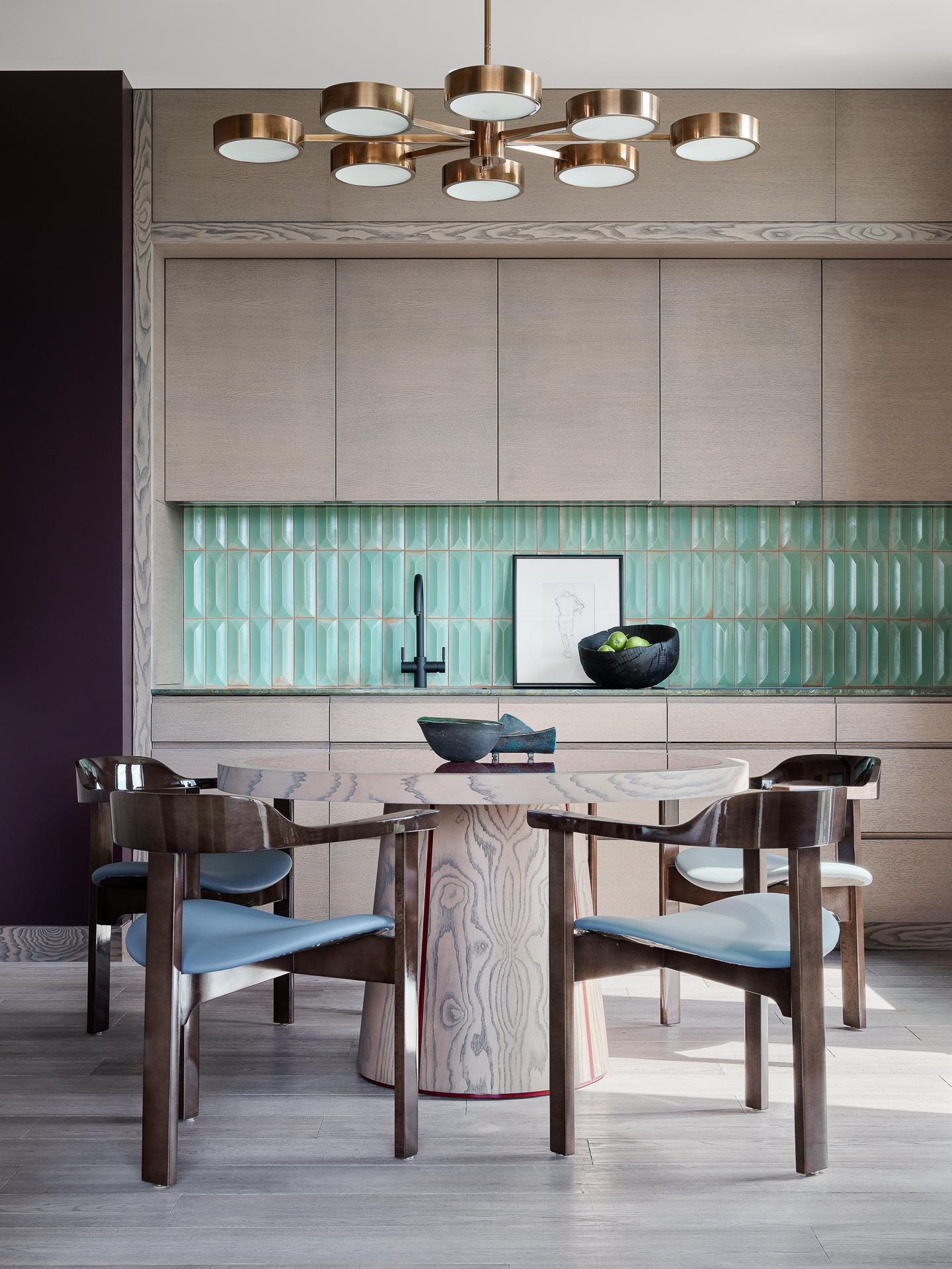 cuisine bois beige appartement décoration contemporaine inspiré par l'Asie