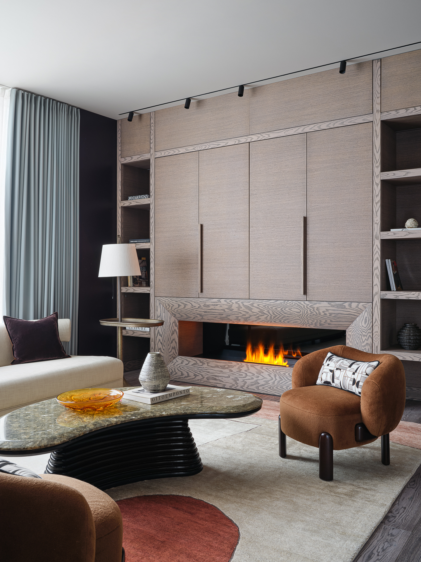 salon avec cheminée décoration contemporaine