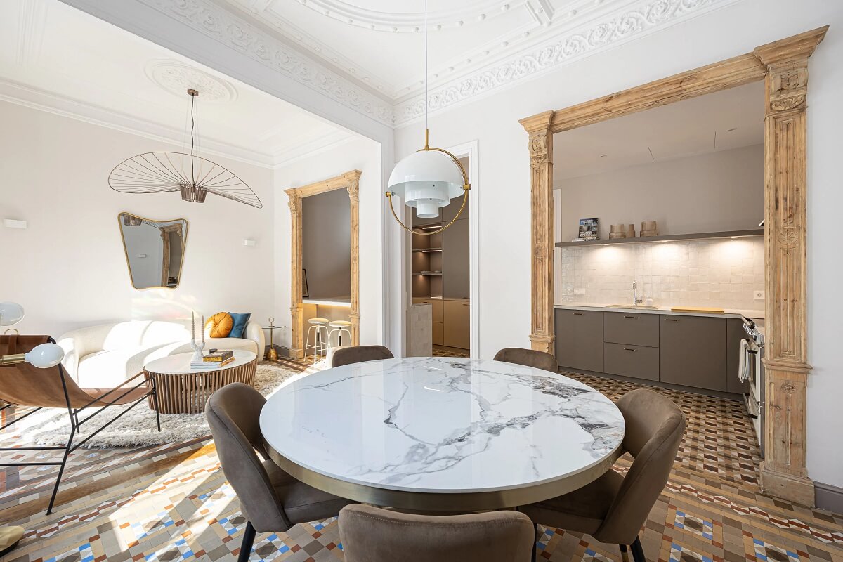 salon sol en carreaux de ciment anciens décoration contemporaine