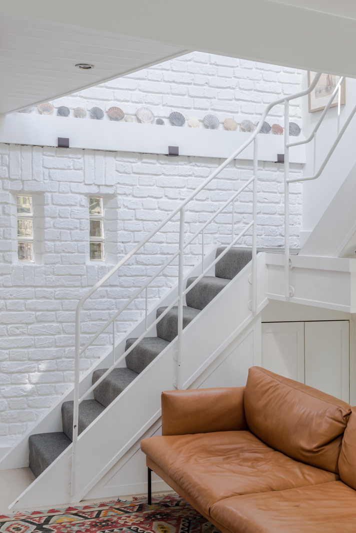 escalier garde-corps métal blanc