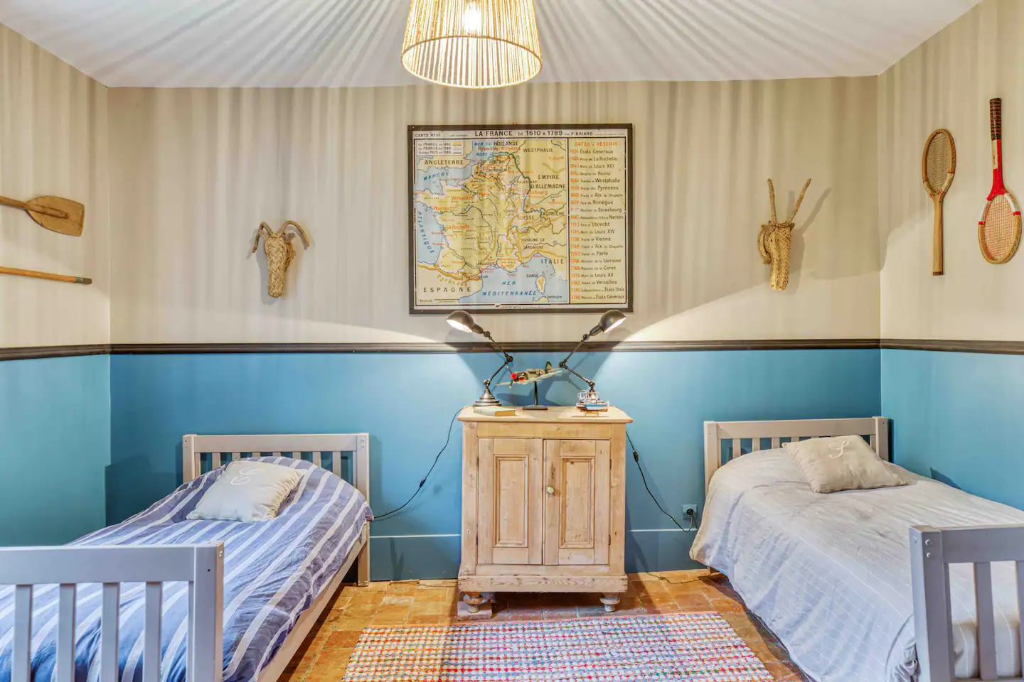 chambre décoration vintage manoir de Cauverville 18e siècle Normandie