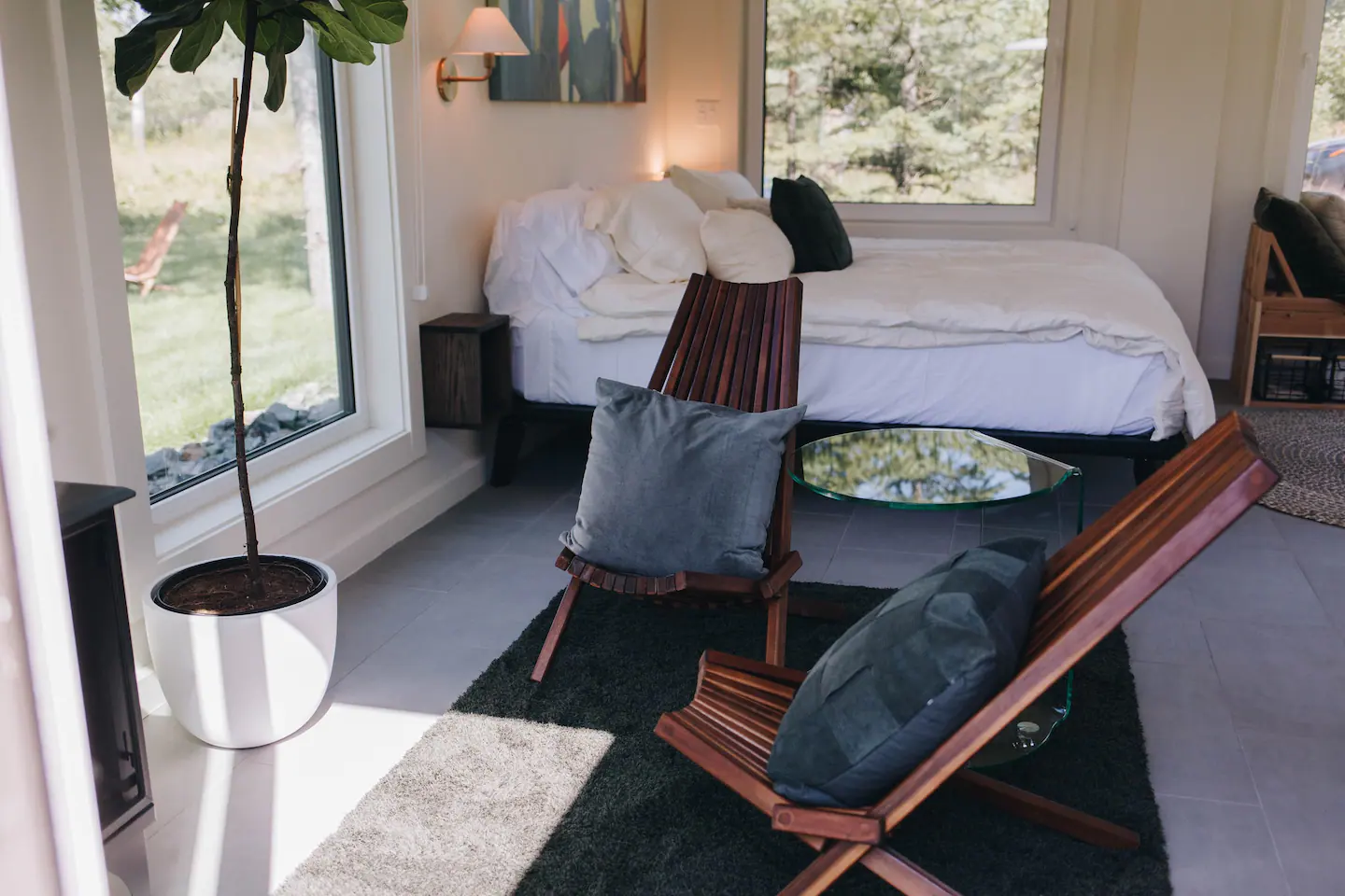 salon et chambre mini maison container 45m2