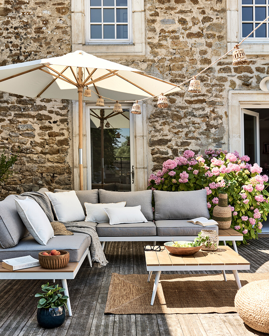 terrasse maison en pierres visite privée Alinea Reims