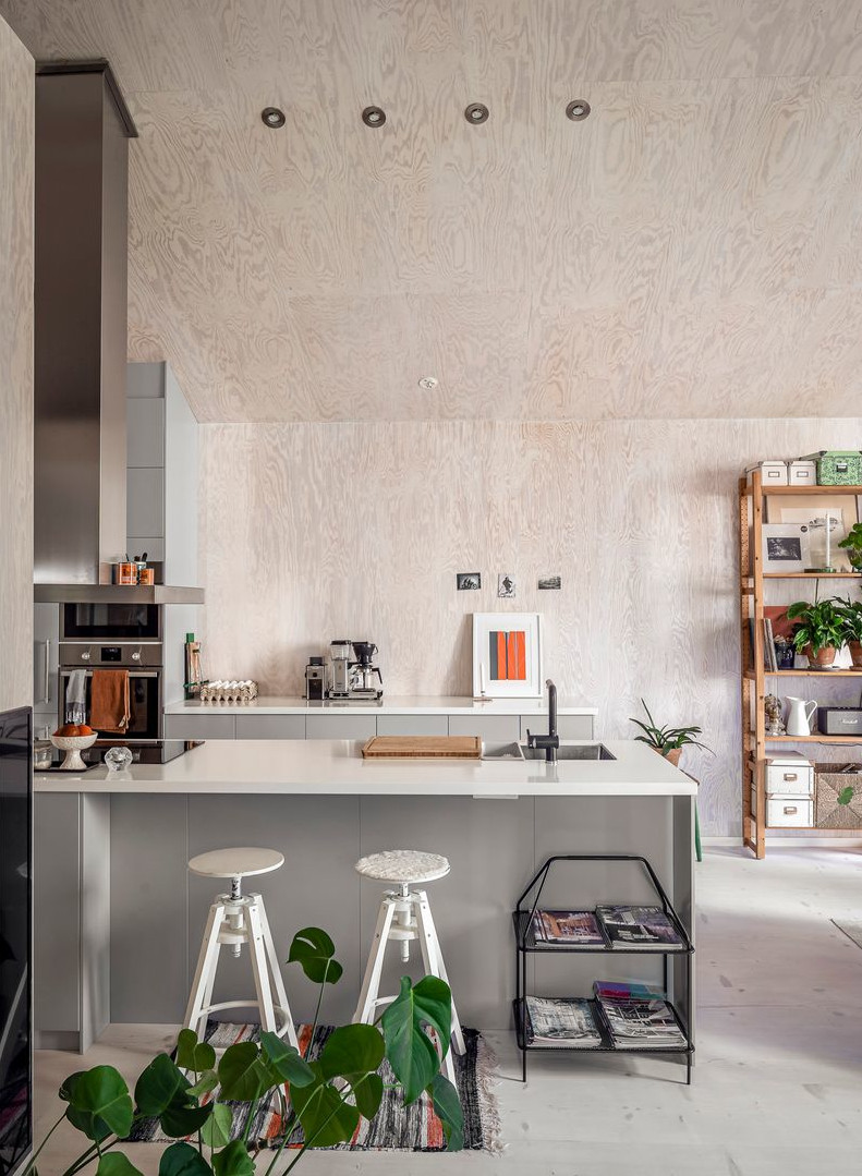 cuisine ouverte appartement comme maison loft en bois décoration scandinave