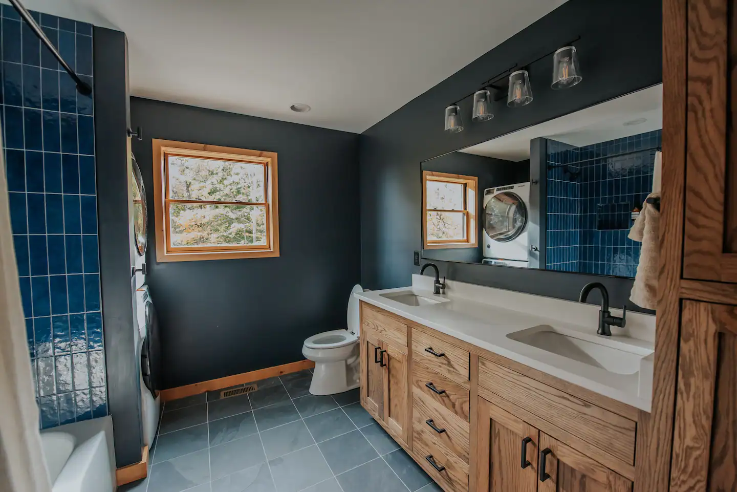 salle de bain bleue et bois salle de bain bleue et bois