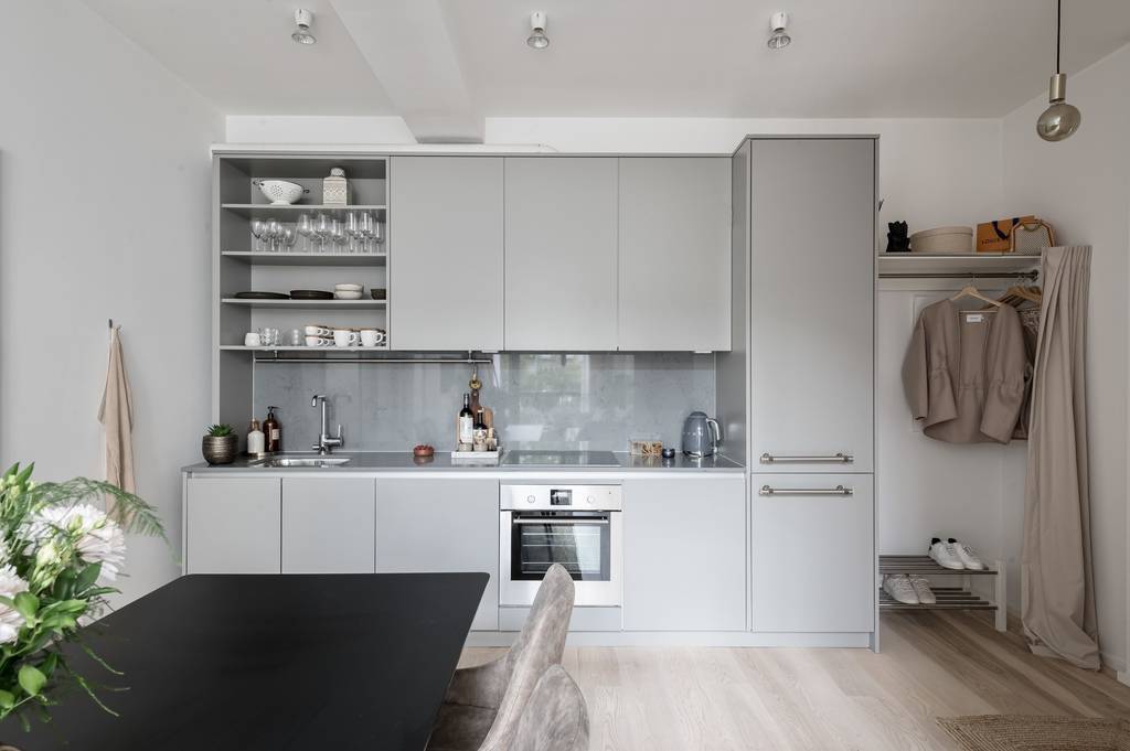 cuisine grise et salle à manger design