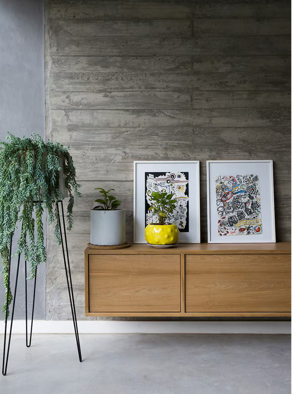 salon décoration contemporaine maison en béton