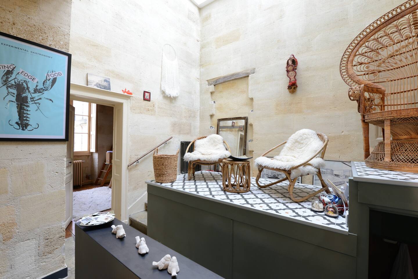 patio fermé appartement Bordeaux décoration vintage