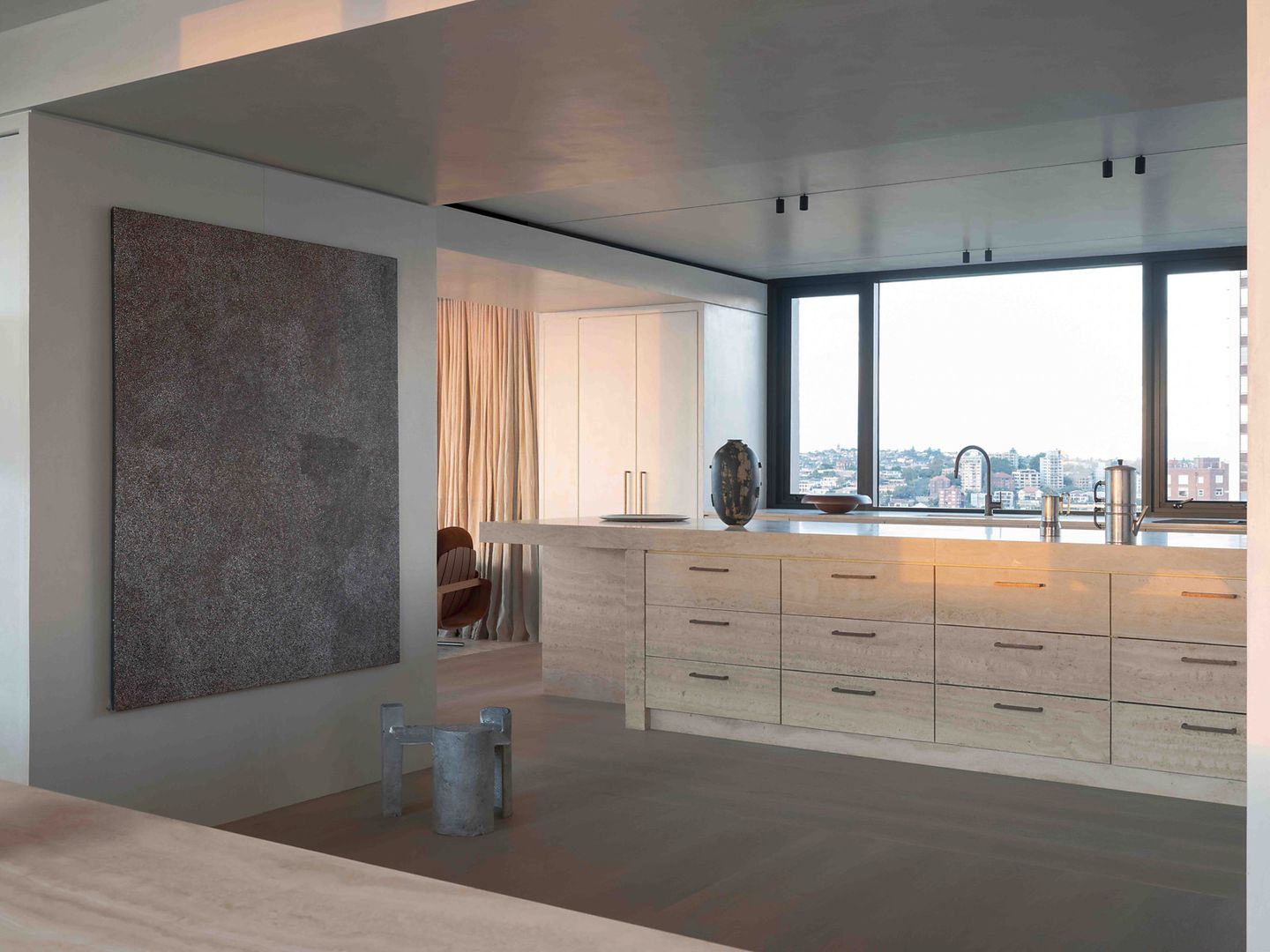 cuisine appartement design avec vue sur Sydney
