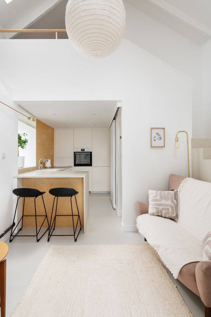 salon et cuisine petite maison 35m2 Cornouailles