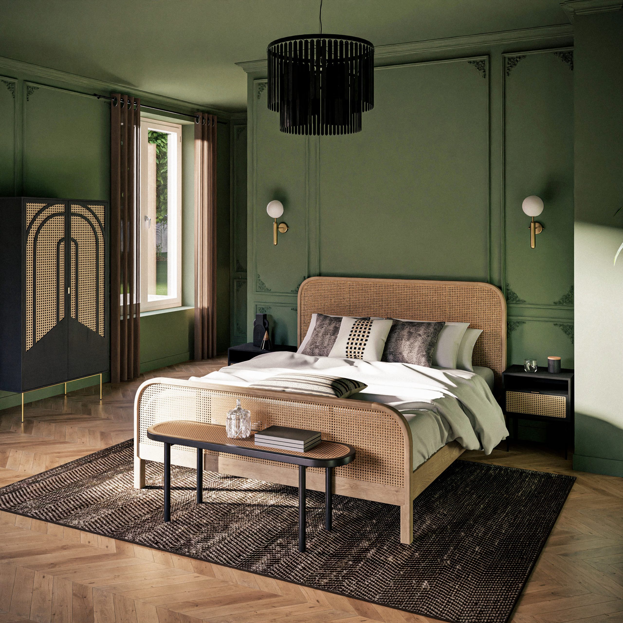 chambre murs verts Catalogue Maisons du Monde automne/hiver 2024/2025 chambre murs verts Catalogue Maisons du Monde automne/hiver 2024/2025