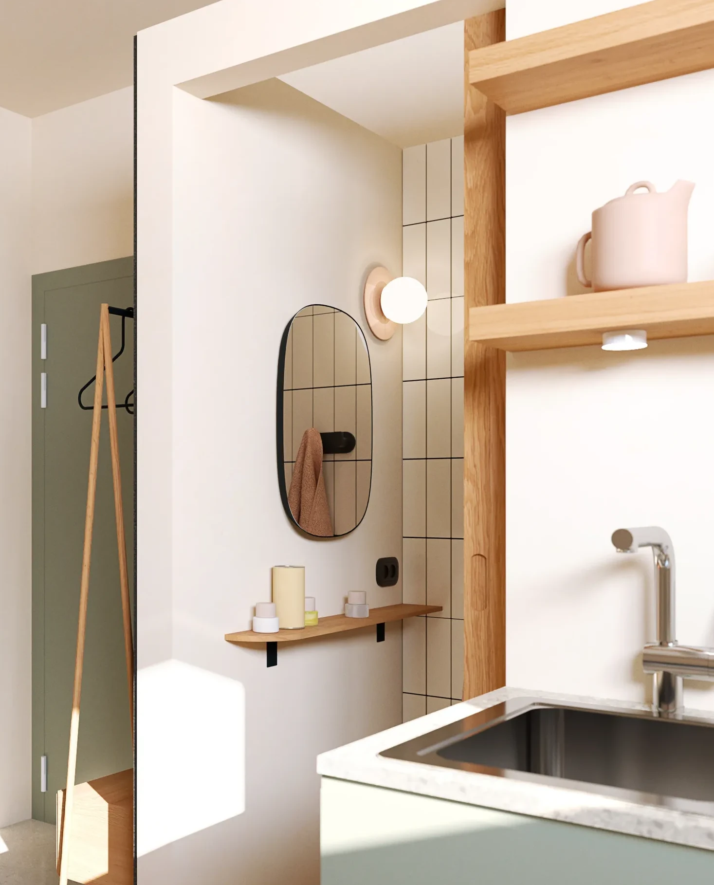 cuisine et salle de bain studio 13m2 Paris par Nooks+Crannies Studio cuisine et salle de bain studio 13m2 Paris par Nooks+Crannies Studio