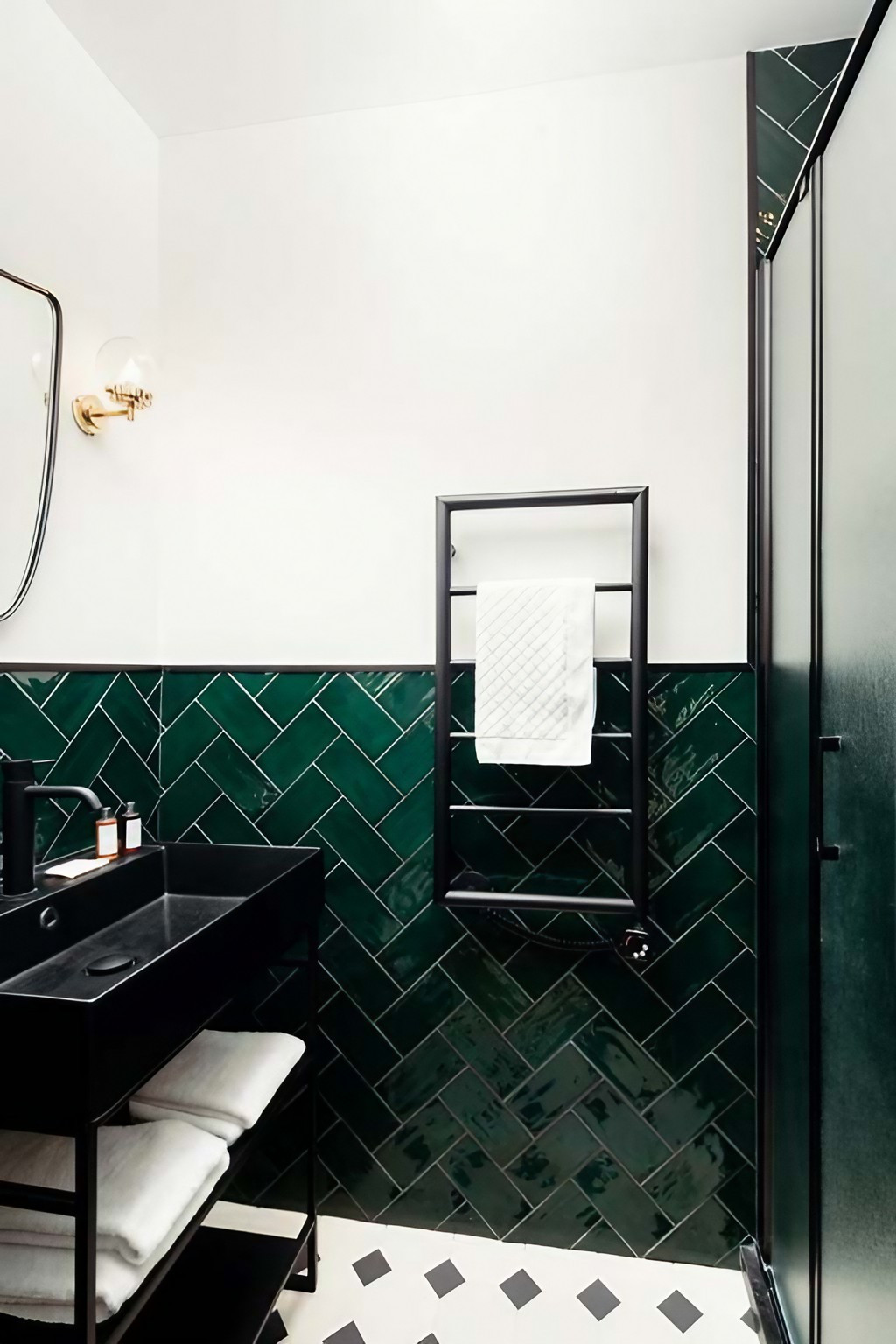 salle de bain carrelage vert