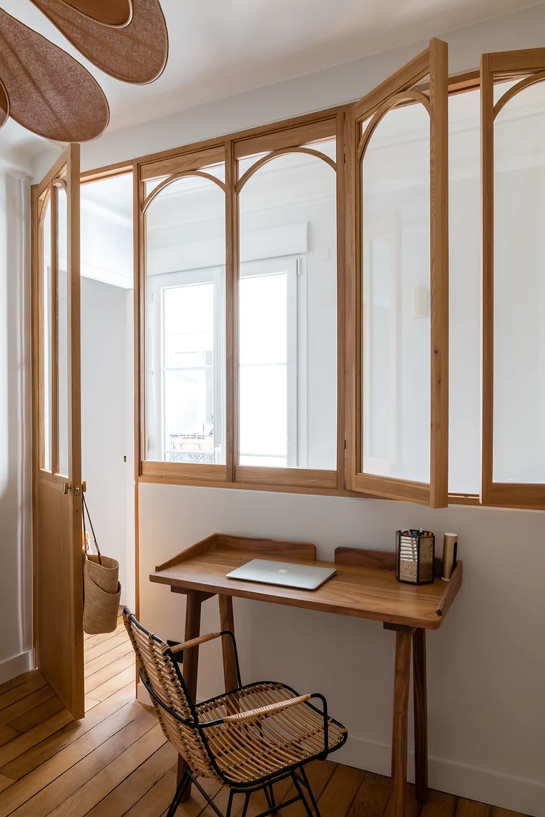 chambre en second jour avec verrière bois