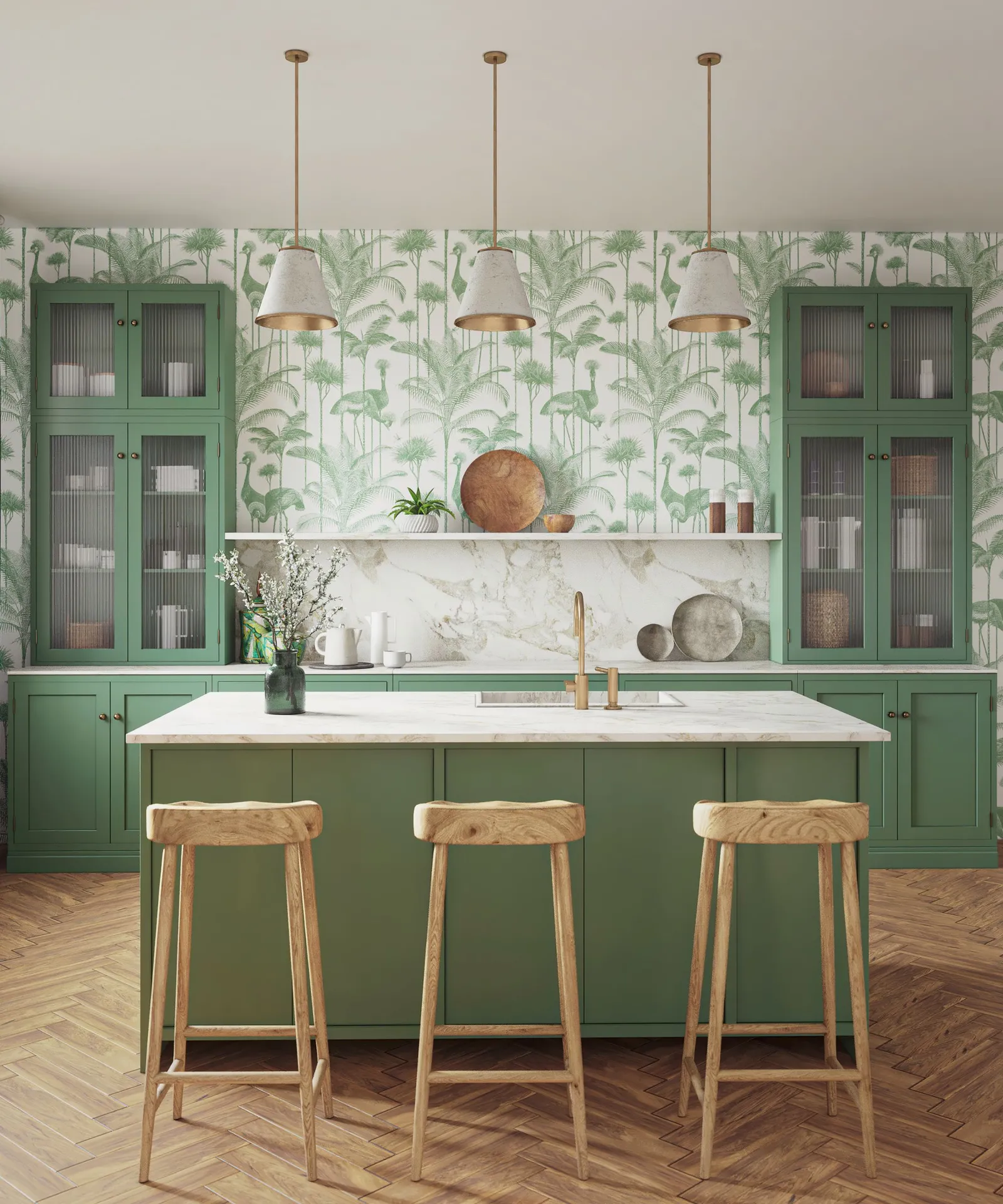 cuisine verte avec îlot décoration contemporaine cuisine verte avec îlot décoration contemporaine