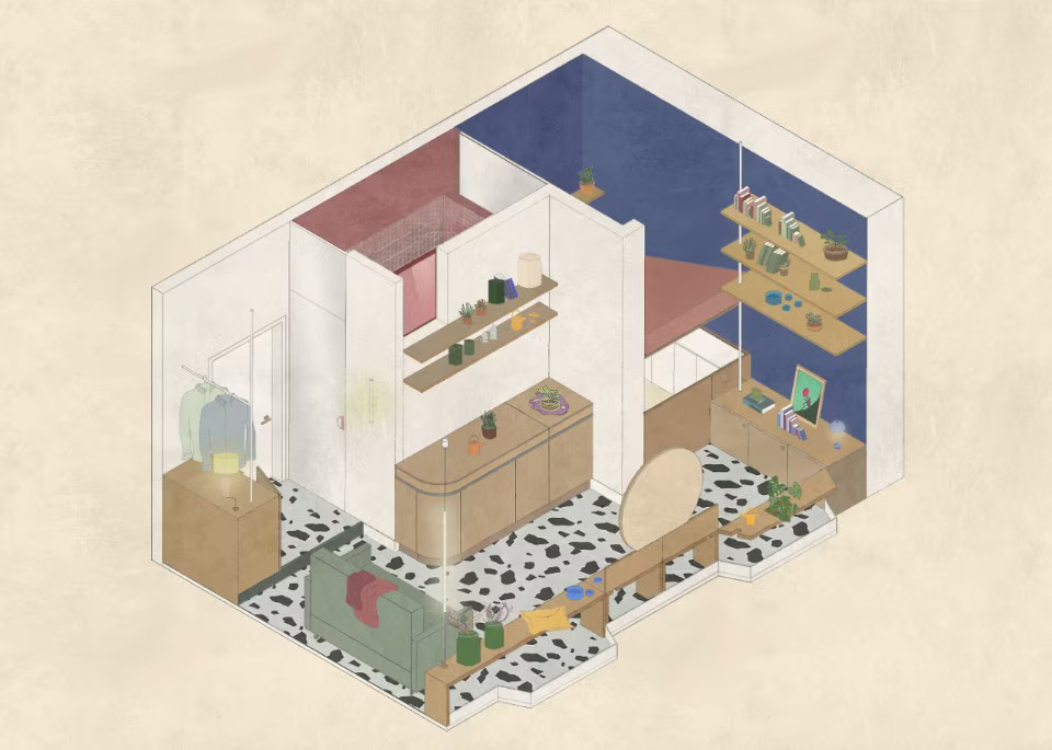 plan 3D studio 21m2 plan 3D studio 21m2