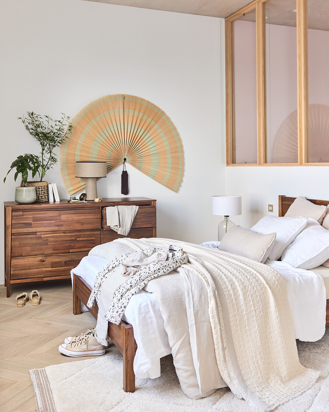 chambre avec verrière bois Alinea appartement décoration contemporaine