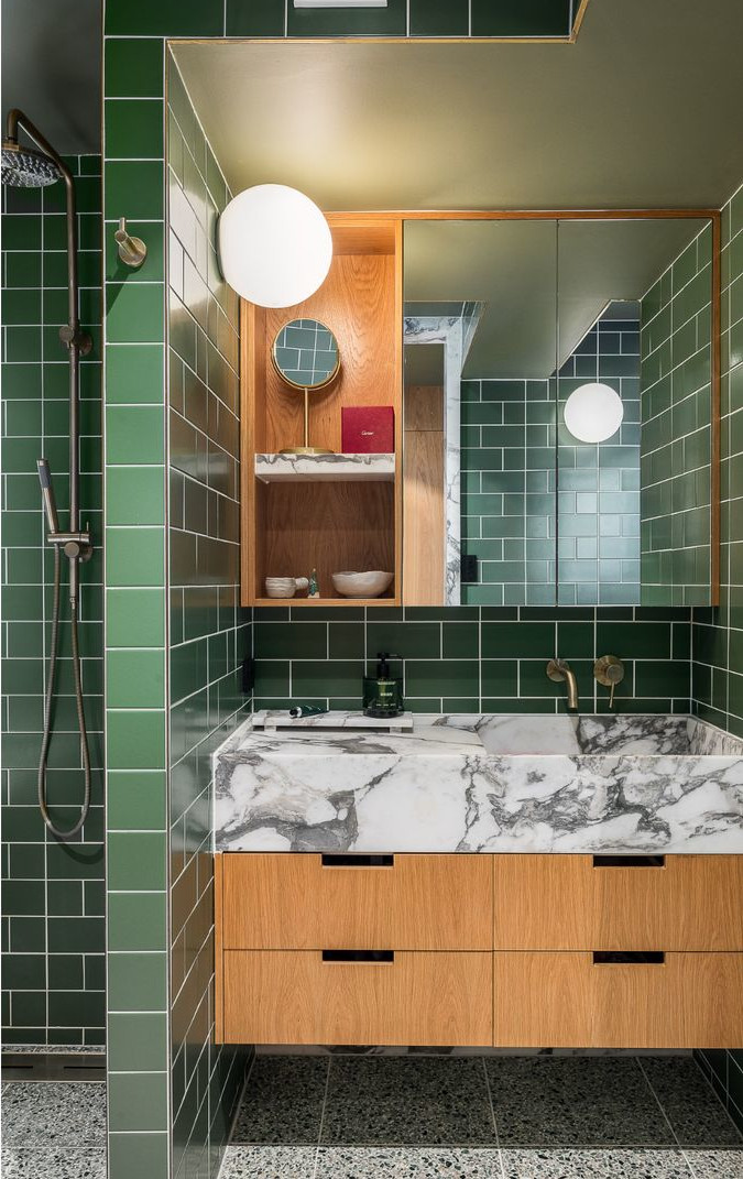 salle de bain verte et bois salle de bain verte et bois